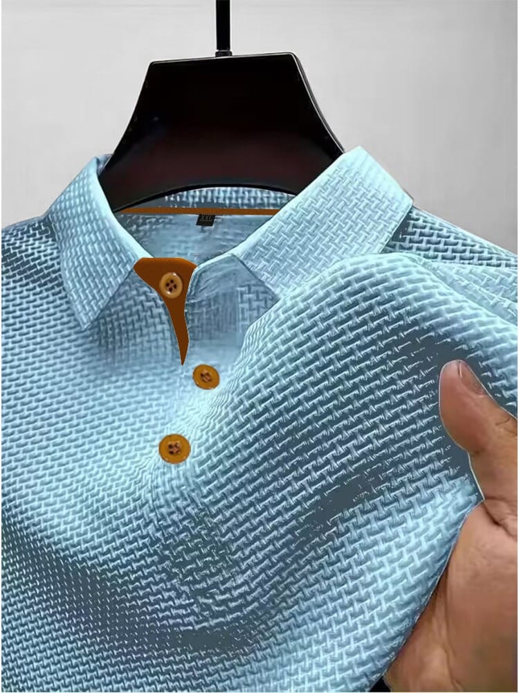 Comfortable Waffle Knit Polo Shirt for Women with Collar Long Sleeve Contrast Placket Casual Style