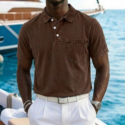 Effortless Washed Cotton Polo Shirt for Women with Collar Short Sleeve Chest Pocket Casual Style