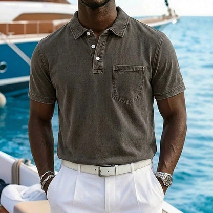 Effortless Washed Cotton Polo Shirt for Women with Collar Short Sleeve Chest Pocket Casual Style