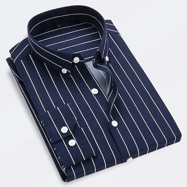 Effortless Striped Button Down Shirt for Women with Collar Long Sleeve Button Front Casual Style