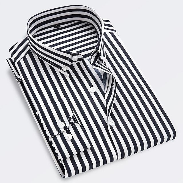 Elegant Striped Button Up Shirt for Women with Collar Long Sleeve Relaxed Casual Style