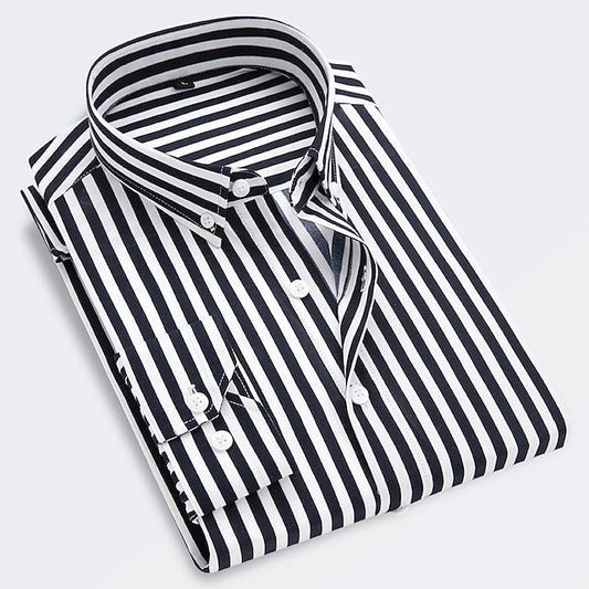 Elegant Striped Button Up Shirt for Women with Collar Long Sleeve Relaxed Casual Style