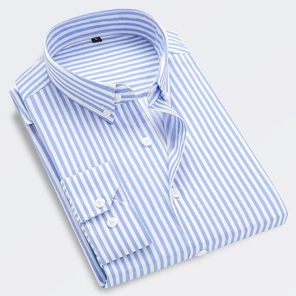Elegant Striped Button Up Shirt for Women with Collar Long Sleeve Relaxed Casual Style