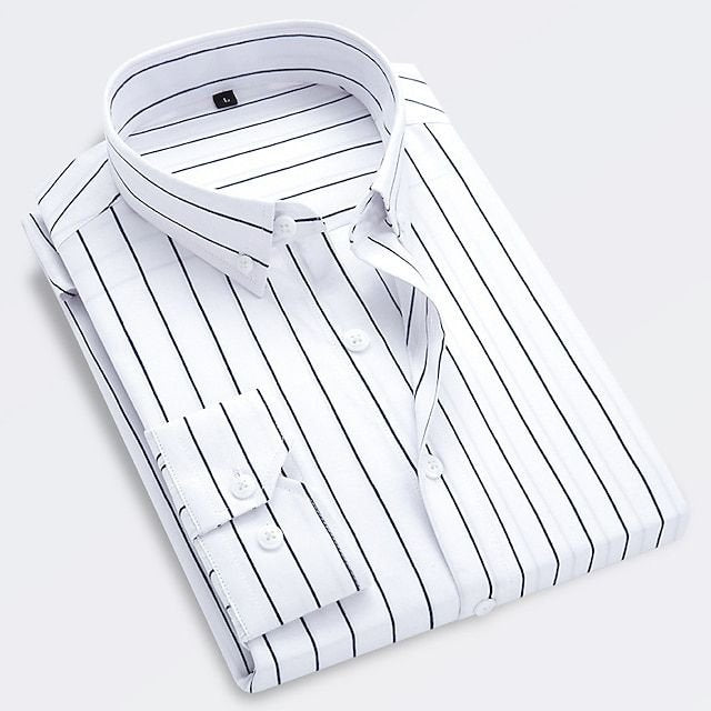 Elegant Striped Button Up Shirt for Women with Collar Long Sleeve Relaxed Casual Style