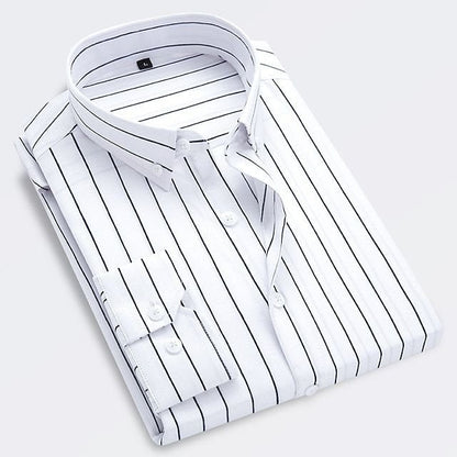 Elegant Striped Button Up Shirt for Women with Collar Long Sleeve Relaxed Casual Style