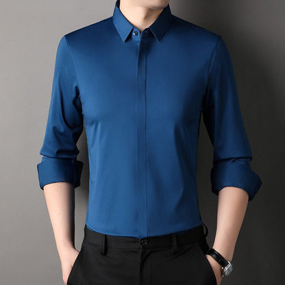 Elegant Satin Dress Shirt for Women with Collar Long Sleeve Button Front Tailored Silky Style