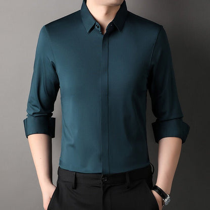 Elegant Satin Dress Shirt for Women with Collar Long Sleeve Button Front Tailored Silky Style