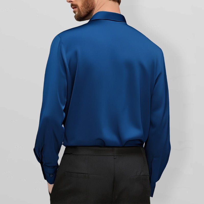 Elegant Satin Dress Shirt for Women with Collar Long Sleeve Button Front Tailored Silky Style