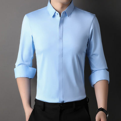 Elegant Satin Dress Shirt for Women with Collar Long Sleeve Button Front Tailored Silky Style