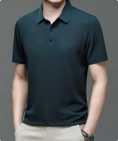 Comfortable Textured Knit Polo Shirt for Women with Collared Long Sleeve Button Placket Relaxed Style
