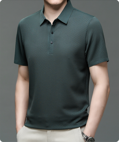 Comfortable Textured Knit Polo Shirt for Women with Collared Long Sleeve Button Placket Relaxed Style