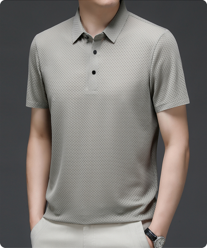Comfortable Textured Knit Polo Shirt for Women with Collared Long Sleeve Button Placket Relaxed Style
