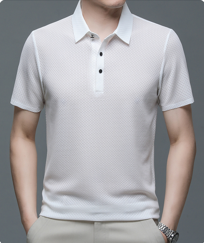 Comfortable Textured Knit Polo Shirt for Women with Collared Long Sleeve Button Placket Relaxed Style