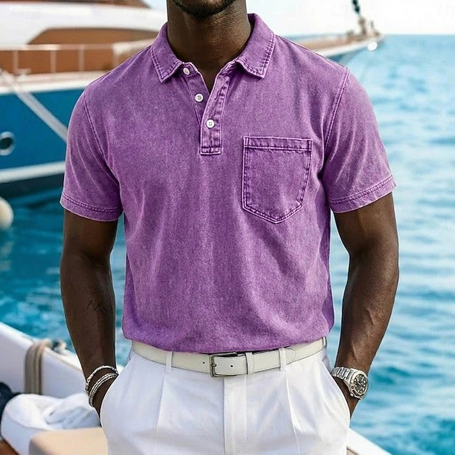 Effortless Washed Cotton Polo Shirt for Women with Collar Short Sleeve Chest Pocket Casual Style
