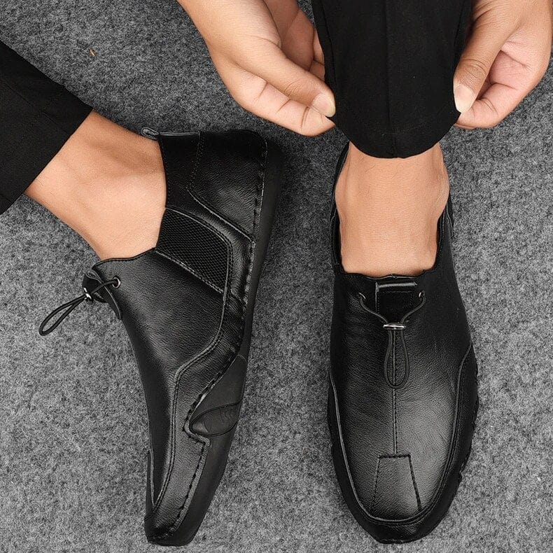 Comfortable Leather Driving Loafer for Women with Slip-On Moccasin Stitched Rubber Sole Casual Style