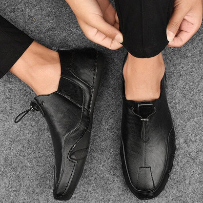 Comfortable Leather Driving Loafer for Women with Slip-On Moccasin Stitched Rubber Sole Casual Style