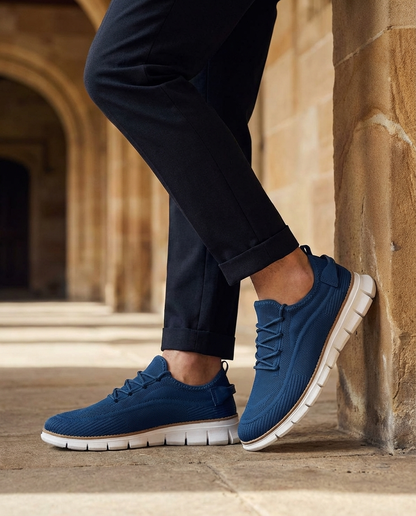 Comfortable Knit Fashion Sneaker for Women with Lace Up Round Toe Ridged Sole Casual Style