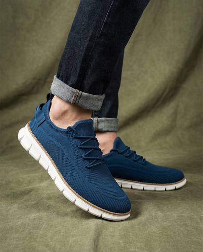Comfortable Knit Fashion Sneaker for Women with Lace Up Round Toe Ridged Sole Casual Style