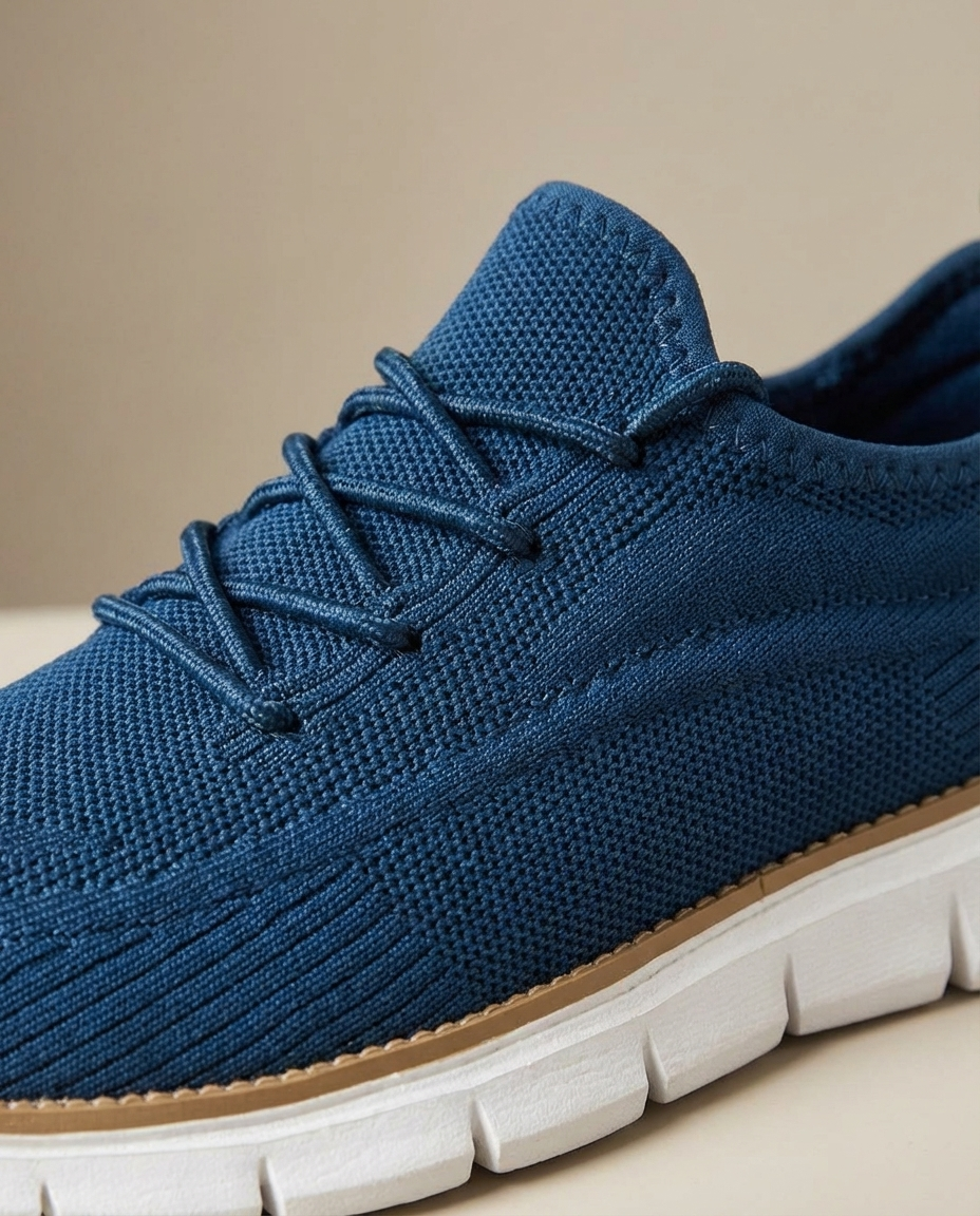 Comfortable Knit Fashion Sneaker for Women with Lace Up Round Toe Ridged Sole Casual Style