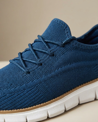 Comfortable Knit Fashion Sneaker for Women with Lace Up Round Toe Ridged Sole Casual Style