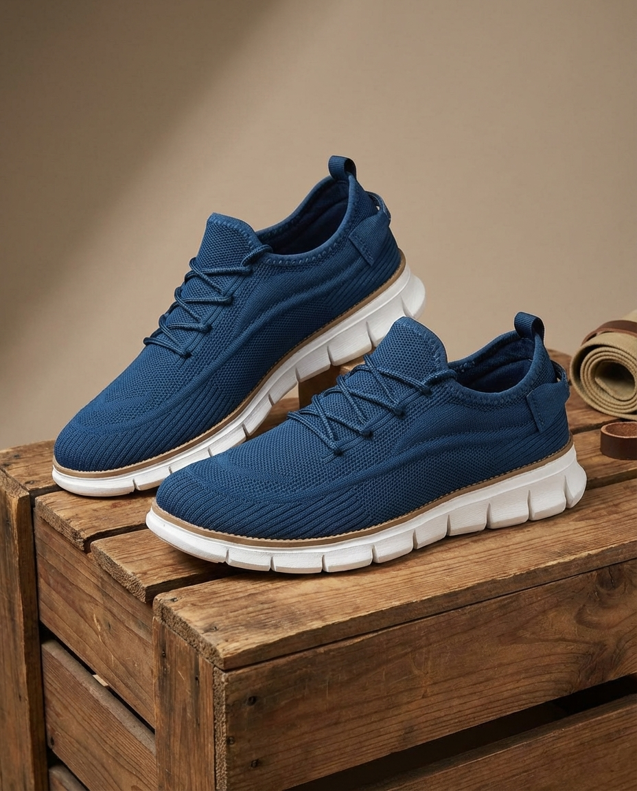 Comfortable Knit Fashion Sneaker for Women with Lace Up Round Toe Ridged Sole Casual Style