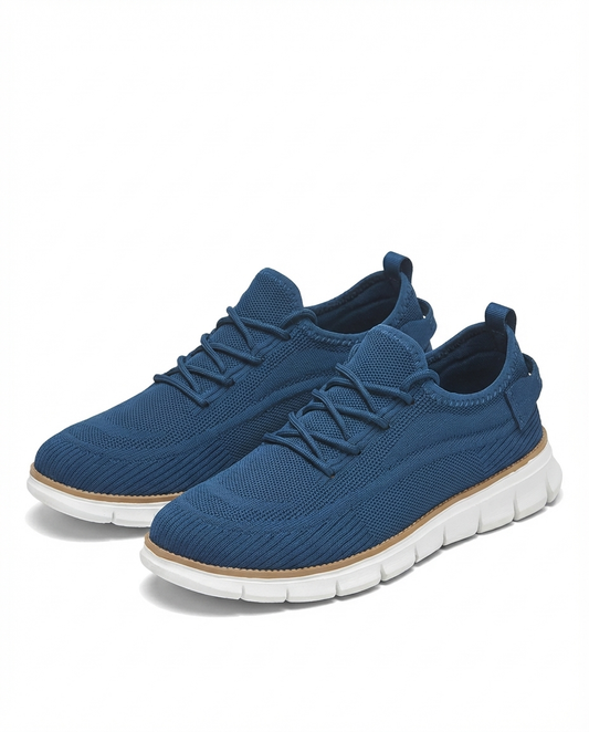 Comfortable Knit Fashion Sneaker for Women with Lace Up Round Toe Ridged Sole Casual Style