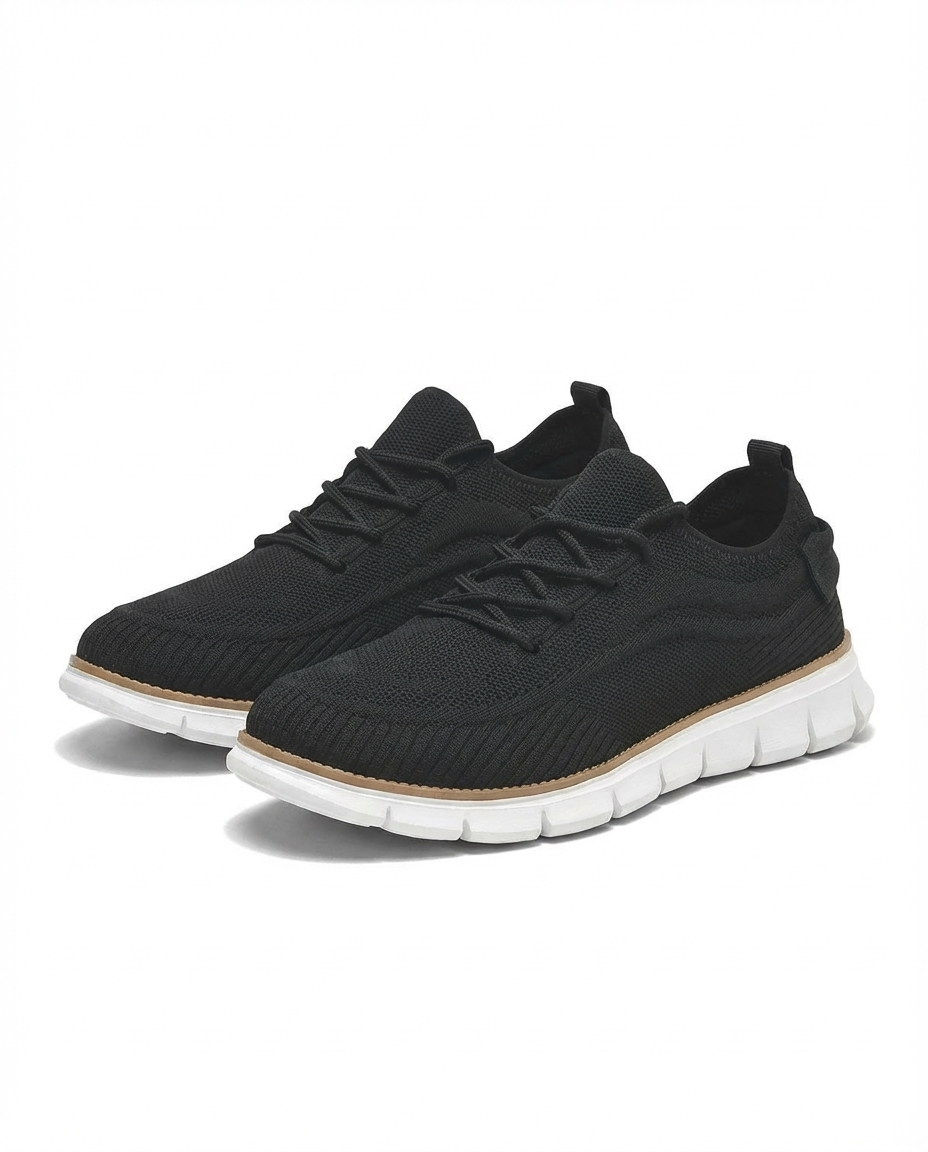 Comfortable Knit Fashion Sneaker for Women with Lace Up Round Toe Ridged Sole Casual Style