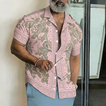 Effortless Paisley Print Shirt for Women with Collared Short Sleeve Button Front Relaxed Casual Style