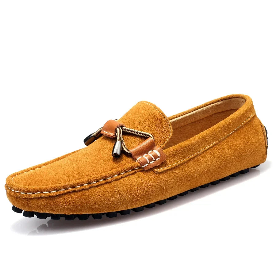 Effortless Suede Driving Loafer for Women with Round Toe Braided Lace Slip On Casual Style